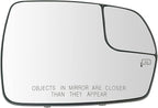 TRQ Passenger Side Heated Spotter Mirror Glass with Backing Plate Compatible with 2015-2018 Ford Edge RH FO1325224 FT4Z17K707
