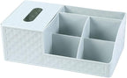 Bathroom Makeup Organizers, Plastic Cosmetics Storage Box With Tissue Box Sundries Desktop Lipstick Skincare Makeup Organizer