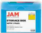 JAM PAPER Storage Box with Colored Files - 12.5 x 9.5 3.5 - Box Sold Individually & 5 Files