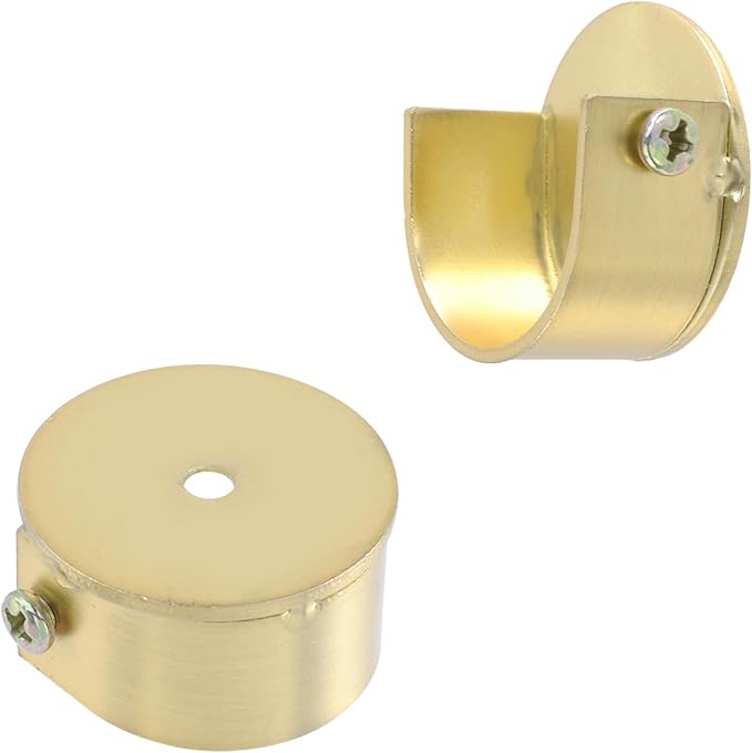 T Tulead U Shape Shelf Support Bracket Aluminum Alloy Flange Socket Holders Closet Rod Bracket 1.1-Inch Light Golden 8PCS wit