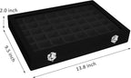 Vicoter Velvet Jewelry Tray 48 Compartments Jewelry Display Organizer with Transparent Cover Rings, Earrings, Necklaces, Pend