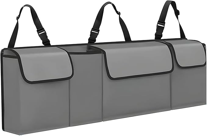 Car Trunk Organizer, Backseat Hanging Large Storage with Adjustable Straps,Waterproof PVC Collapsible Cargo Bag, Car Interior