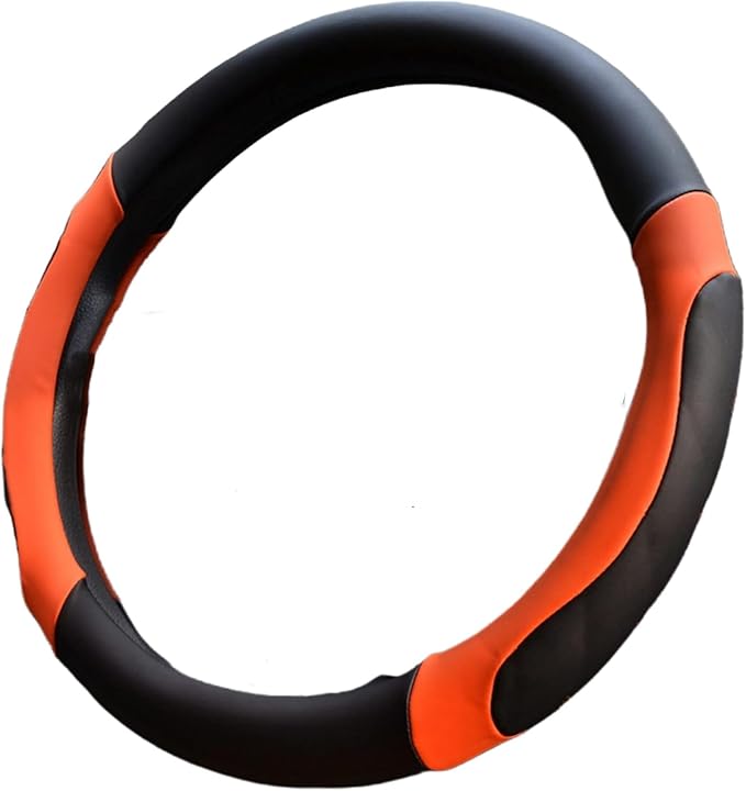Moyishi Top Leather Steering Wheel Cover Universal Fit Soft Breathable Steering Wheel Wrap (Orange1)