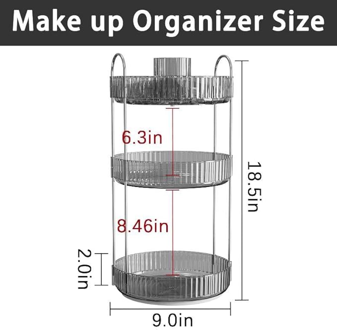 shuang qing Rotating Makeup Organizer for Vanity, High-Capacity Skincare Clear Make Up Storage Perfume Organizers Cosmetic Dr