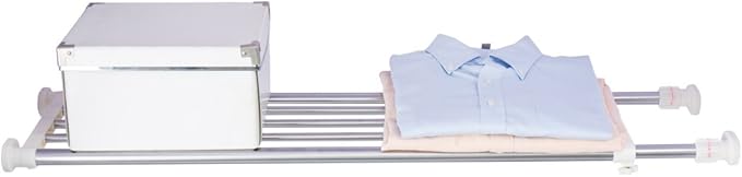 Hershii Expandable Closet Tension Shelf Rod Adjustable Storage Rack Heavy Duty DIY Organizer Divider for Wardrobe Cupboard Ki