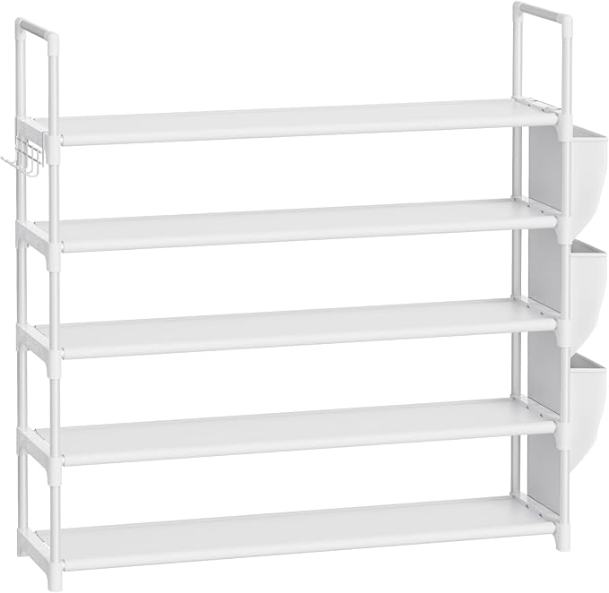 VILICK Shoe Rack for Closet Shoe Organizer Space Saver Storage for 20-25 Pair Shoe Shelf with Hook and Side Pocket Free Stand