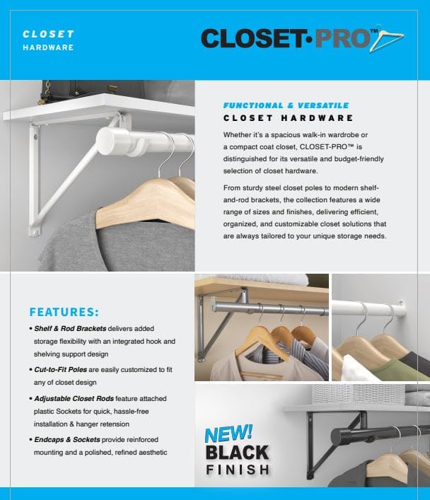 Closet Pro HD CD-0010-WT Heavy Duty Closet Pole Sockets, White