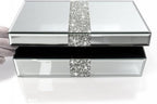 QMDECOR Luxury Middle Silver Bling Crushed Diamond Glass Mirrored Jewelry Box Women Jewelry Organizer Storage Box For Gift