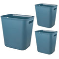 UUJOLY Plastic Small Trash Can Wastebasket, Garbage Container Basket for Bathrooms, Laundry Room, Kitchens, Offices, Kids Rooms, Dorms, 3.5 Gallon, Bluish Green, 3 Pack