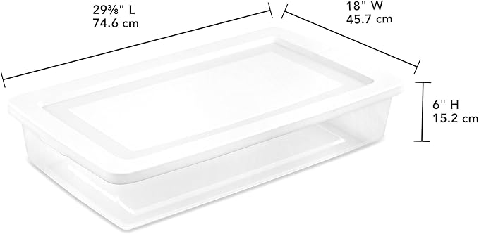 Sterilite 6 Pack Storage Box, 41 Quart Stackable Tote, Clear Plastic Container with Secure Snapping Lids for Home and Office 
