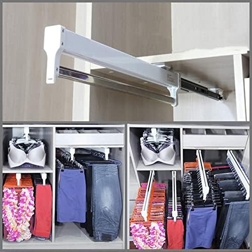 Pull-Out Clothes Rail,Extendable Pull Out Closet Rod - Wardrobe Pull-Out Trousers Rack, Stainless Steel Wardrobe Rail Tube, P