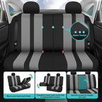 FH Group Car Seat Cover Full Set Striking Striped Gray Car Seat Covers with Front Seat Covers and Rear Split Bench Car Seat C