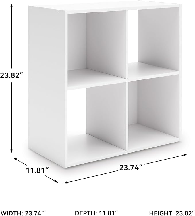 Signature Design by Ashley Onita Contemporary 4 Cube Organizer for Storage, Fits 10.5" by 10.5" by 11" H Storage Bins, Wood, 