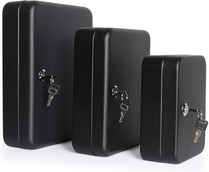 Jssmst Key Lock Box Wall Mount Security Key Storage Box, Locking Key Cabinet Wall Mount with 48 Key Hooks & Tags Key Labels, 