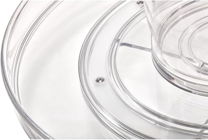 iDesign The Sarah Tanno Collection 11" Lazy Susan Spinning Cosmetic Organizer with Removable Cup, Clear/White