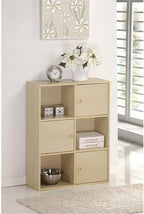 Furinno Pasir 3 Tier Shelf with 3 Door/Round Handle, Steam Beech