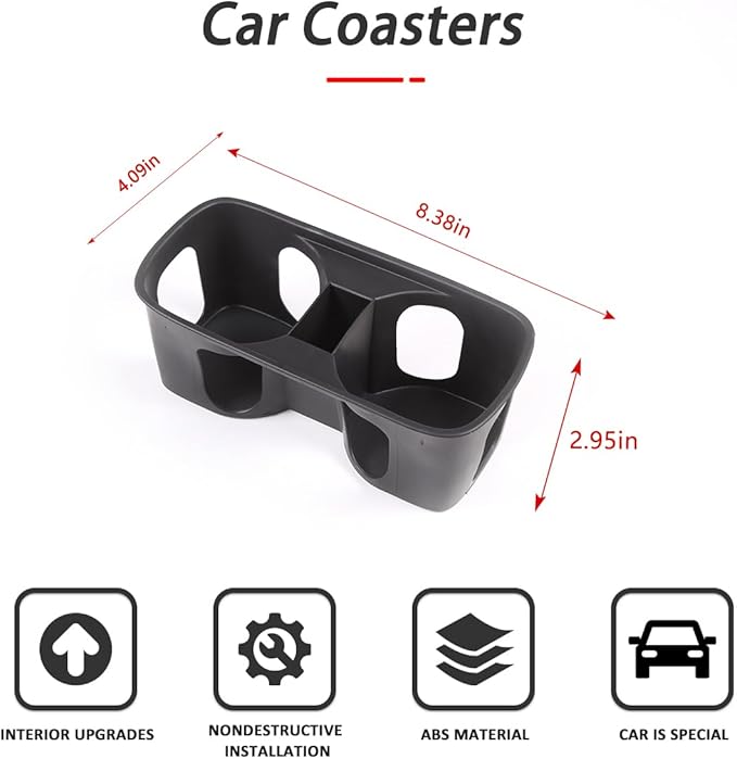 Black Center Console Cup Holder Compatible with Land Rover Defender 90 110 130 2020-2024 Car Cup Holder Expander Storage Box，