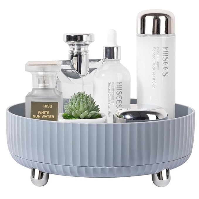 Anyoifax Makeup Perfume Organizer Tray 360 Degree Rotating Lazy Susan Skincare Lotion Organizer Spinning Cosmetics Storage fo