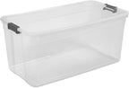 Sterilite 3-Pack Modular Stacker Box, Durable Clear Plastic Storage Bins with Latching Lids, 200 Quart - Stackable Organizing