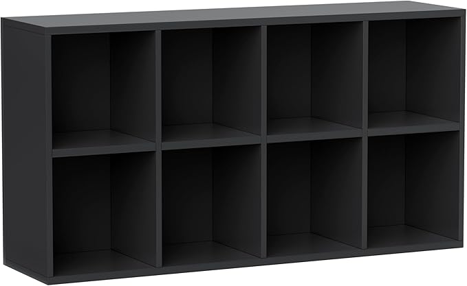 YESHOMY 8 Black Cube Bookcase, Open Frame 2-Tier Book Shelf, Bookshelf Storage Organizer with Adjustable Shelves for Organiza