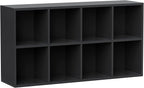 YESHOMY 8 Black Cube Bookcase, Open Frame 2-Tier Book Shelf, Bookshelf Storage Organizer with Adjustable Shelves for Organiza