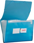 JAM PAPER Accordion Folders - 13 Pocket Plastic Expanding File - Legal Size - 10 x 15 - Blue - Sold Individually