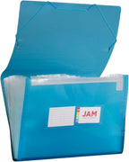 JAM PAPER Accordion Folders - 13 Pocket Plastic Expanding File - Legal Size - 10 x 15 - Blue - Sold Individually