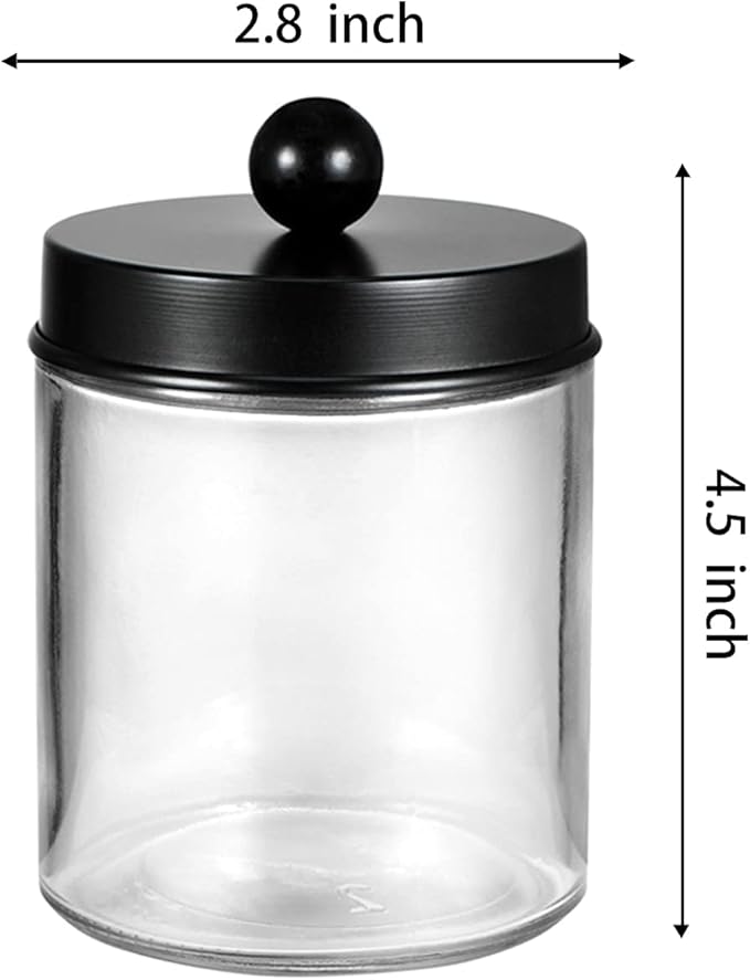 Amolliar 4 Pack Apothecary Jars Bathroom Vanity Storage Organizer Set -Countertop Canister with Stainless Steel Lids &Cute St