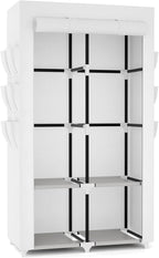 VTRIN Portable Closet Wardrobe Closet for Hanging Clothes with 4 Storage Shelves, 2 Hanging Rods and 6 Pockets, Stable and Ea