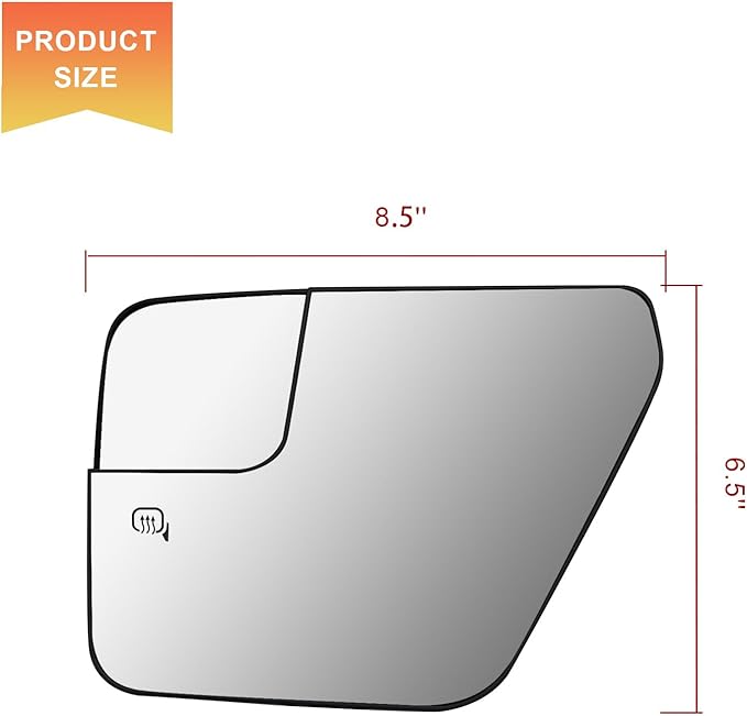 Driver Side Mirror Replacement for Ford F150 2022 2023, Left Exterior Side Rearview Mirrors Glass, with Backing Plate, Power 