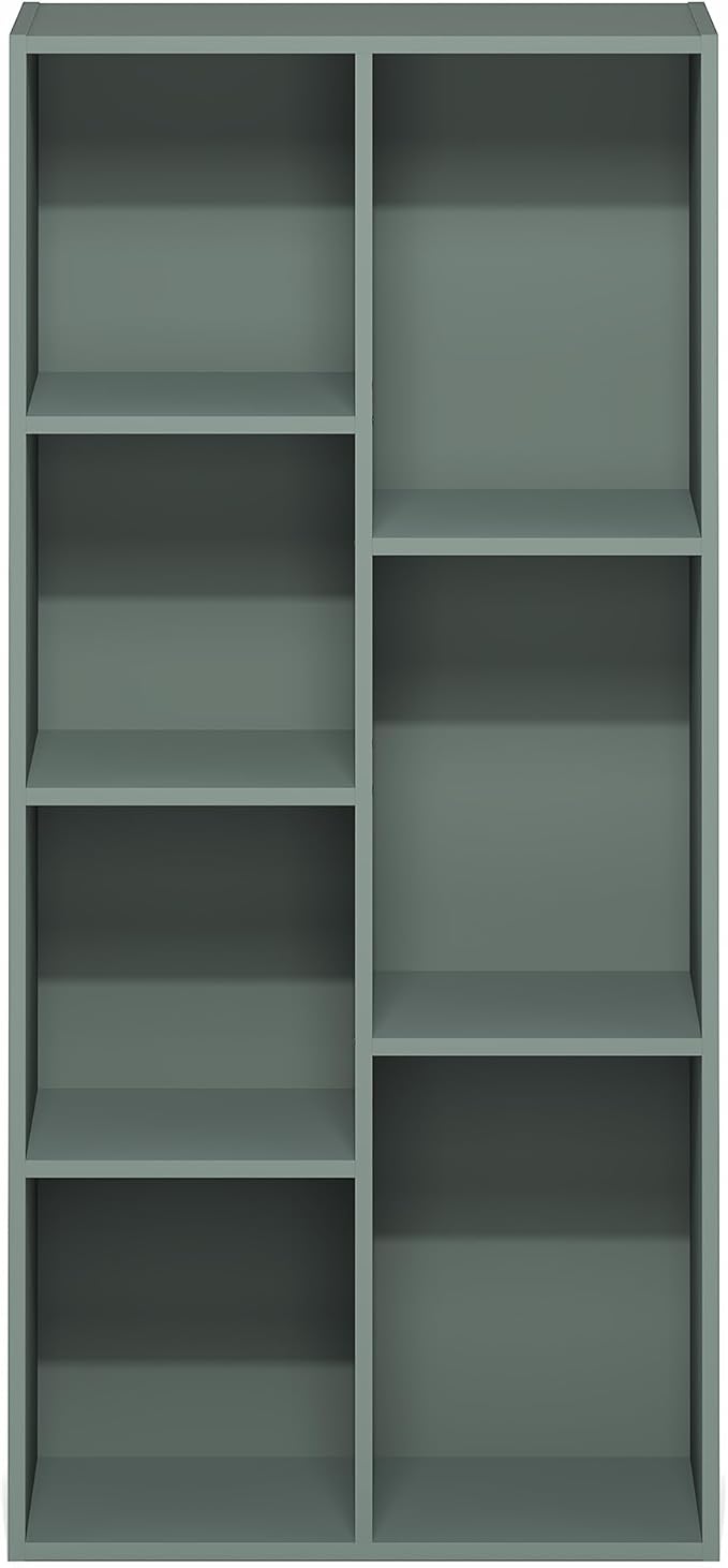 Furinno LUDER Book Shelf, 7-Cube Bookshelf, Bookcase with Open Shelves, 9.4 x 19.5 x 41.7, Easy Assembly, for Living Room, Be