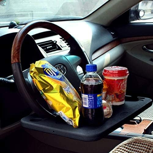ZONETECH Multi-Functional Portable Car Laptop and Food Steering Wheel Tray 2-Pack - Black Table/Car Vehicle Seat Portable Mount Tray Laptop Notebook Table Eating Desk