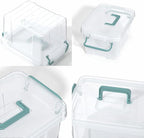 Covetree 7 Pack Small Storage Bins Plastic Storage Container Stackable Box with Lids,with Handle Clear Plastic Container for 