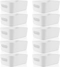 Zopeal Plastic Storage Bins 10 Pcs White Pantry Organizer Bins Small Baskets Storage Containers for Home Kitchen (12 x 8 x 5 