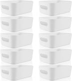 Zopeal Plastic Storage Bins 10 Pcs White Pantry Organizer Bins Small Baskets Storage Containers for Home Kitchen (12 x 8 x 5 
