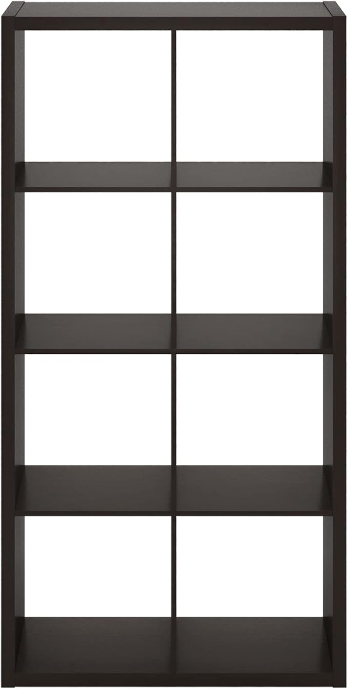Furinno CUBICLE Book Shelf, 8-Cube Bookshelf, Extra Thick Frame Horizontally & Vertically Reversible Bookcase with Open Back,