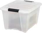 IRIS USA 32 Qt Stackable Plastic Storage Bins with Lids, 6 Pack - BPA-Free, Made in USA - Discreet Organizing Solution, Latch