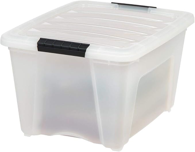 IRIS USA 32 Qt Stackable Plastic Storage Bins with Lids, 6 Pack - BPA-Free, Made in USA - Discreet Organizing Solution, Latch