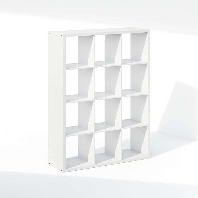 Furinno Cubic Closet Organizers and Storage, 12-Cube Closet Organizer, Open Shelf Closet Storage, Extra Thick Frame for Wardr