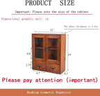 Rustic Vintage Mini Pine Counter Top Cabinet - 12" L x 4.7" W x 14" H with 2 Doors & 2 Drawers, Antique Apothecary Spice Cabi