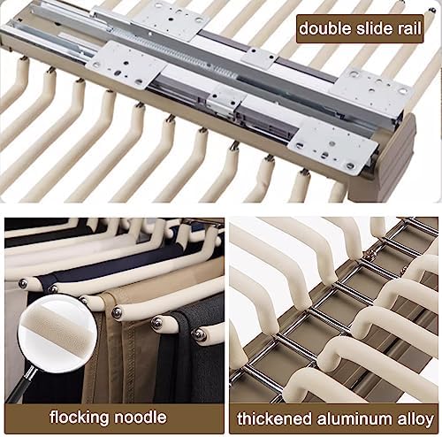 Pull-Out Clothes Rail,Extendable Pull Out Closet Rod, Bearing 30kg Pull-Out Clothes Rail, Aluminum Alloy Adjustable Valet Rod
