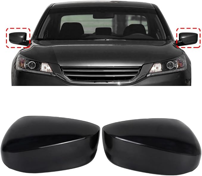 2Pcs Front Driver Side and Passenger Side Rearview Mirror Cover Caps Compatible with Honda Accord 2008 2009 2010 2011 2012 glossy Black
