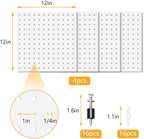 4Pcs Pegboard, Metal Peg Board, Pegboard Wall Organizer Panels Accessories, Mount Display Peg Board Kits for Walls Garage Cra