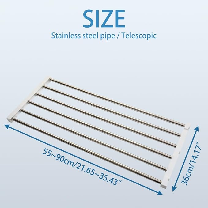 Hershii Adjustable Closet Shelf Wardrobe Rail Metal Hanging Rod Storage Rack Extendable Clothes Divider Separator Organizer f
