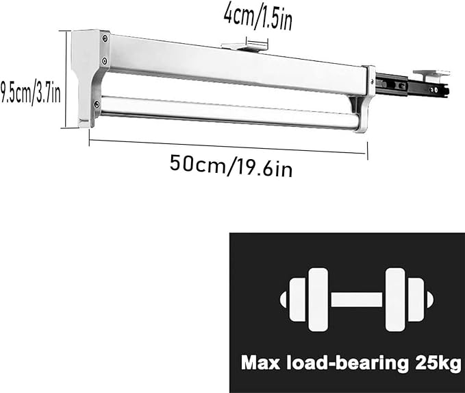 Mount Pull-Out Wardrobe Clothes Rail,Extendable Clothes Rail with Sliding Track,Closet Organizer Rack for Pants/Coat/Scarves 