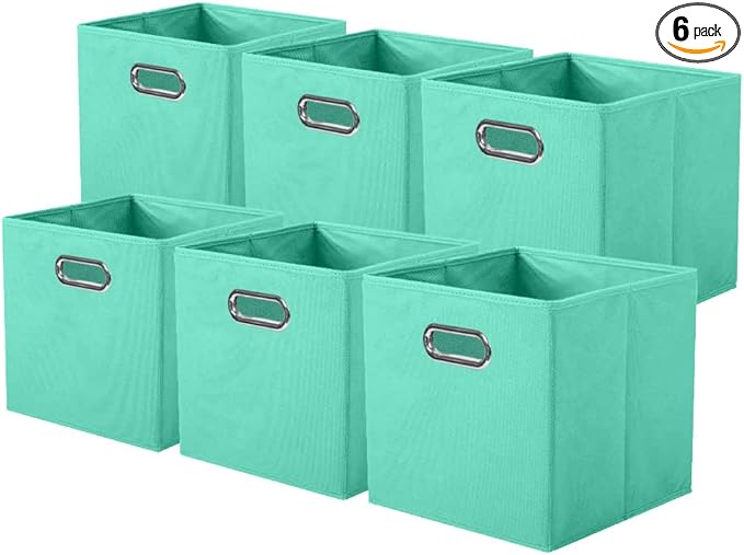 ShellKingdom Storage Bins, Foldable Fabric Storage Cubes And Cloth Storage Organizer Drawer with Metal Handle For Closet And 