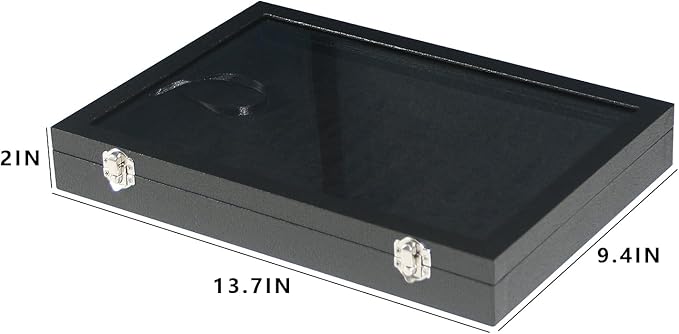 Coward Ring Organizer Jewelry Box, Black Velvet 100 Slots Ring Display Tray Case with Transparent Glass Lid for Home Use or S