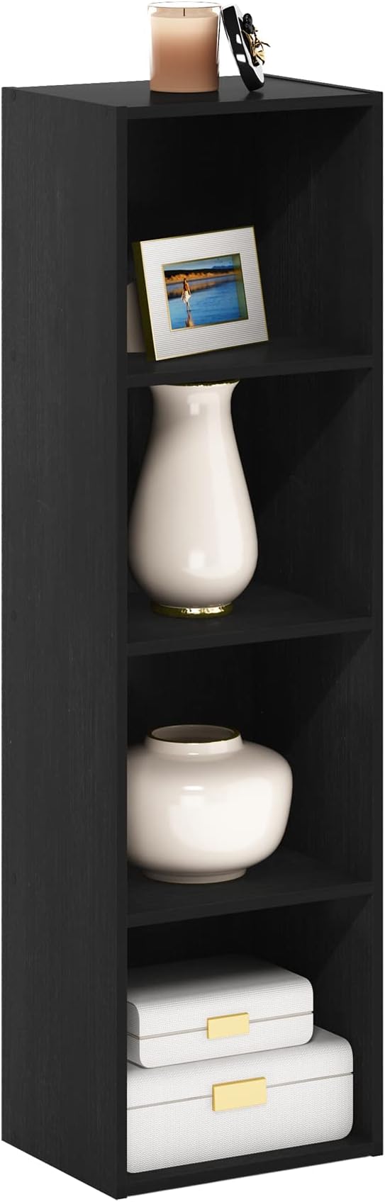 Furinno PASIR Book Shelf, 4-Tier Modern Bookshelf, Open Shelves Bookcase 9 x 12 x 42, Easy Assembly, for Living Room, Bedroom