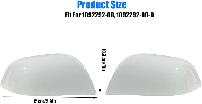 Compatible with Tesla Model 3 Side Mirror Cover Replacement 2017 2018 2019 2020 2021 2022 2023 2024, Left & Right Side Rearview Mirror Cover Cap for Model 3 Accessories(White) 2pcs