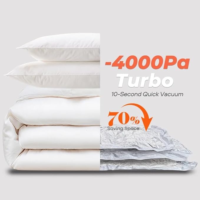 Vacbird Travel Vacuum Seal Bags, 8 Pack 34" Vacuum Storage Bags with Rechargeable Cordless Pump Compression Packing for Cloth